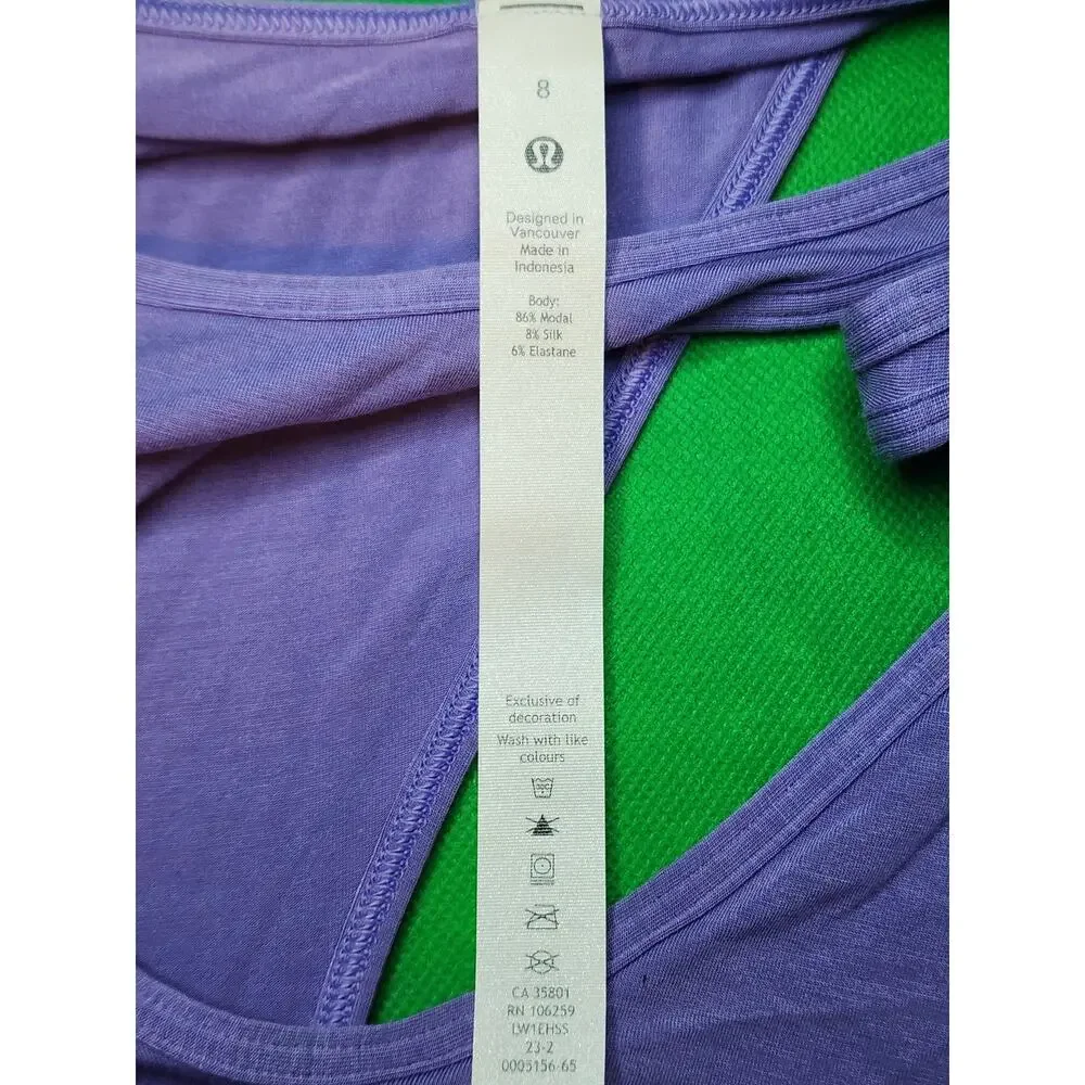 NWT Lululemon Shoulder Cut-Out Yoga Tank Top in Dark‎ Lavender Women's Size 8
